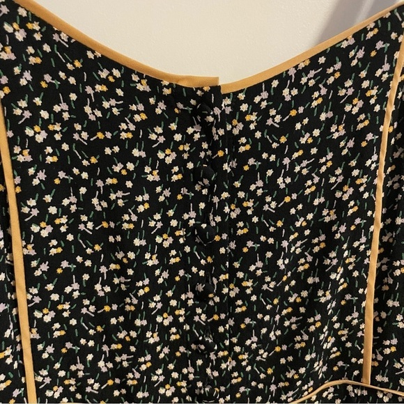 Madewell Wide-Leg Floral Button Front Jumpsuit Playground Posies Black Size 4 - Picture 9 of 16